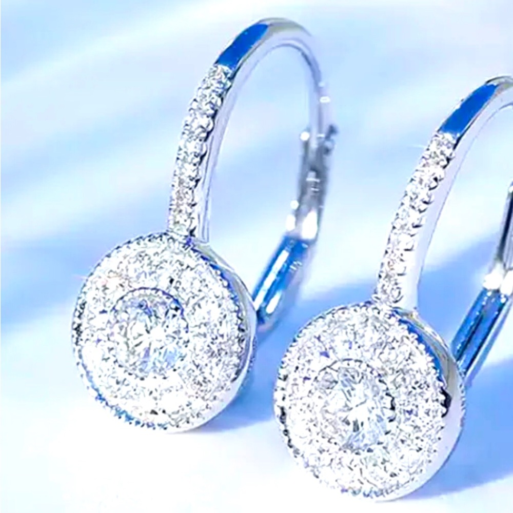 Certified 2ct t.w. Moissanite Micro Pave Diamond Dangle Drop Style Earri…